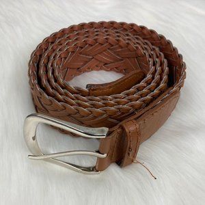 L - Brown Woven Faux Leather Belt